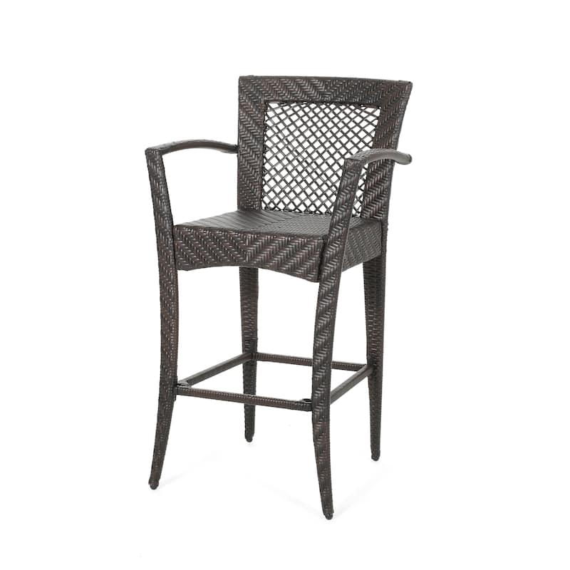 Farley Outdoor Wicker Barstool (Set of 2) by Christopher Knight Home