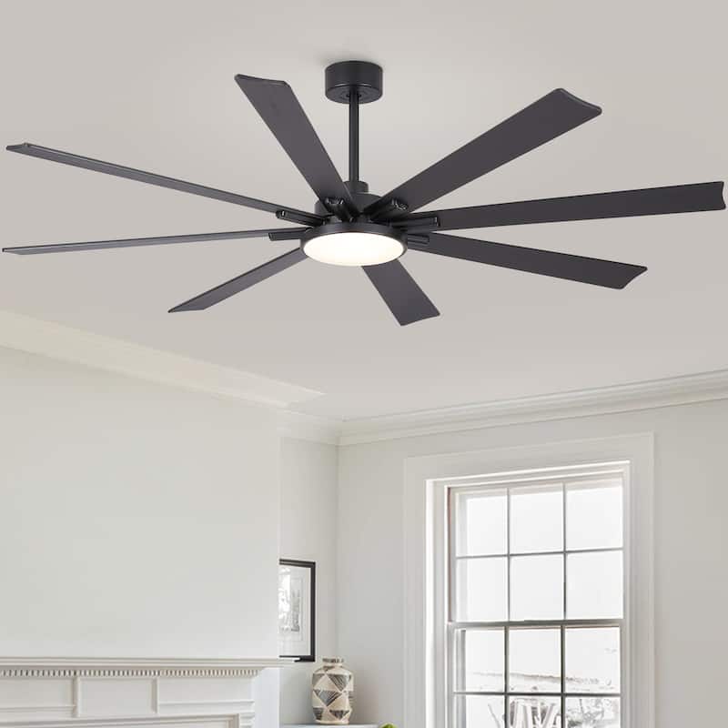 Gabriel 72 in. Indoor Black PlyWood Smart Ceiling Fan with Integrated LED, Works with Alexa/Google