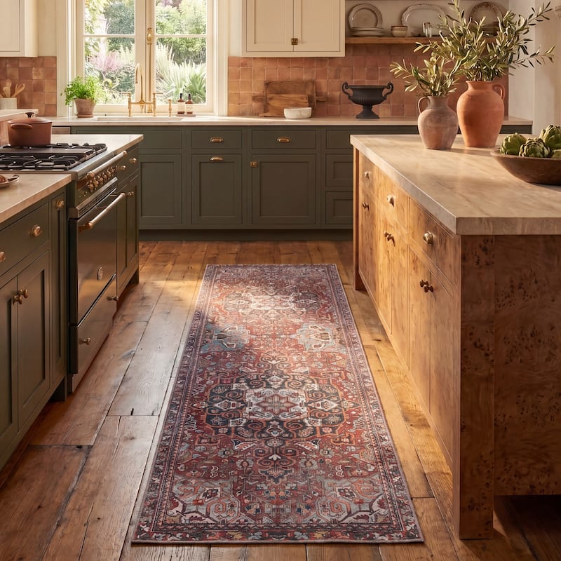 SAFAVIEH Tucson Machine Washable Slip Resistant Kizzie Oriental Rug