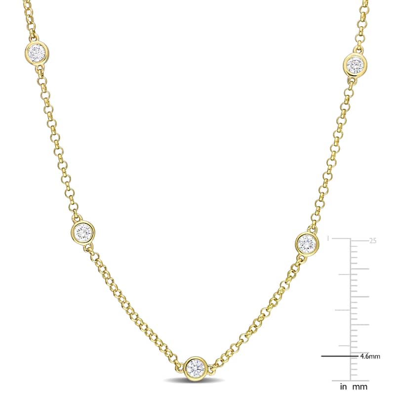 Miadora 1 5/8ct TDW Diamond Station Necklace with Chain in 14k Yellow Gold, 17-in