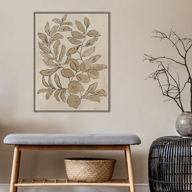 Leaves Sketches I by Asia Jensen (23 x 30 in.), Framed Canvas Wall Art Print - Sylvie Greywash - Sylvie Greywash