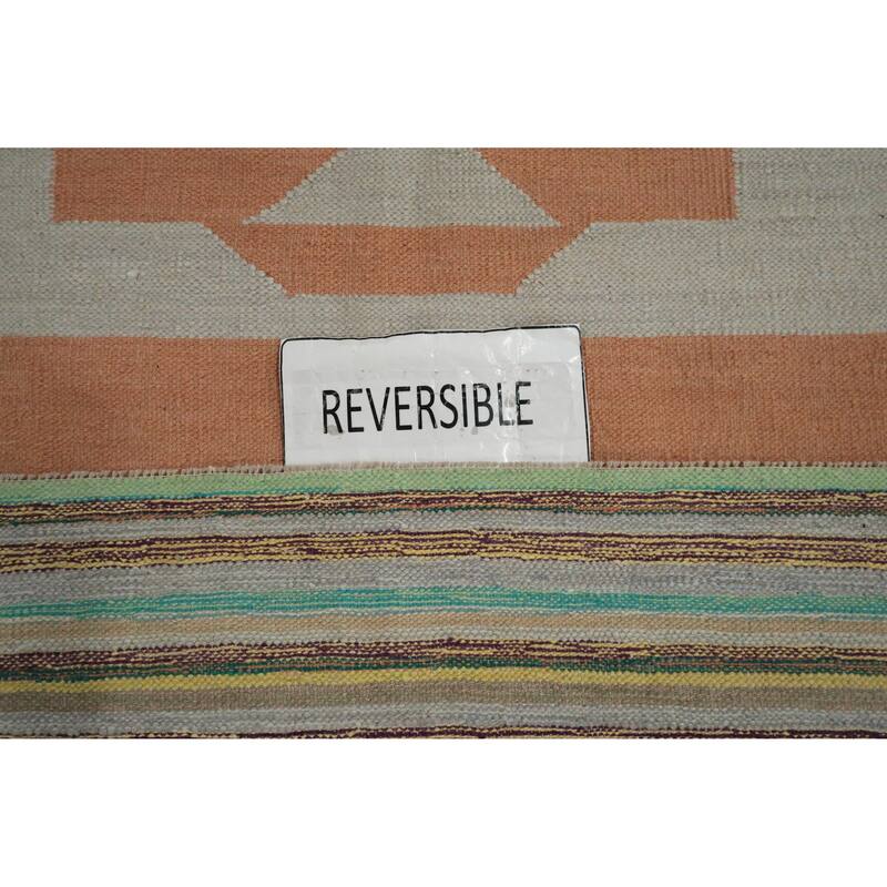 Hand Woven Oriental 100% Wool Carpet Southwestern Modern Greys & Charcoal Kilim Area Rug - 14' 1'' X 11' 1''