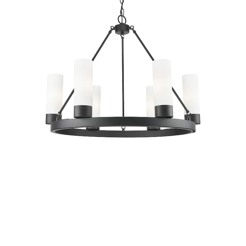 Innovations Lighting 617-6CR-24-29-8 Boreas Chandelier Boreas 6 Light - Matte Black / White