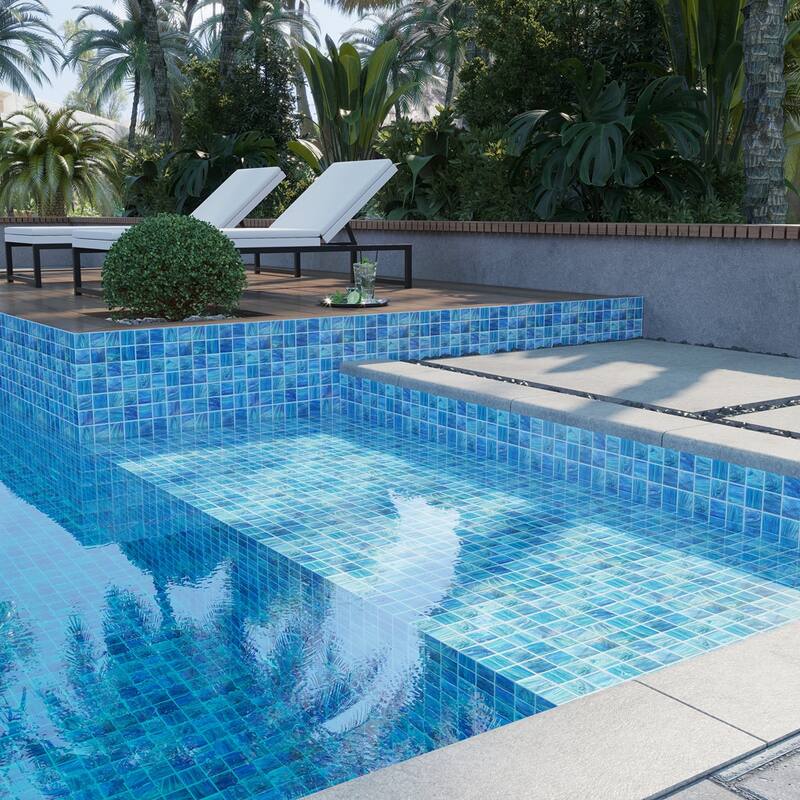 Apollo tile 12" x 12" Celestial Glossy Denim Blue Glass Tile (10 sq ft/case) - 10 Pack