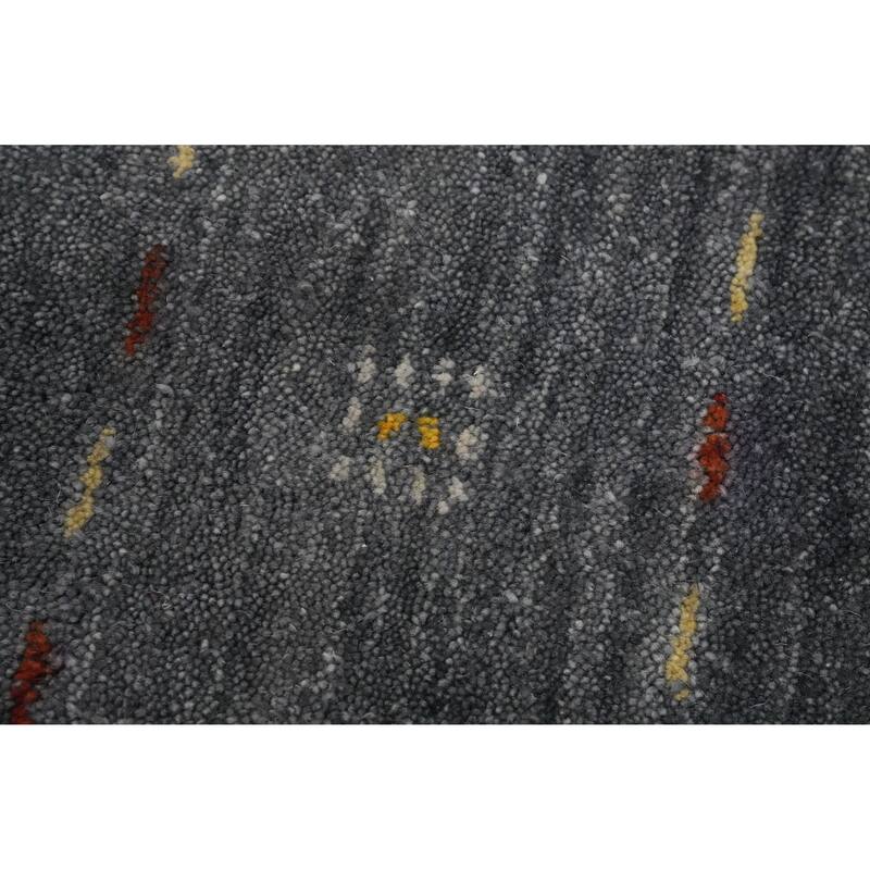 Hand Knotted Oriental 100% Wool Carpet Tribal Animal Pictorial Greys & Charcoal Gabbeh Area Rug - 5' 11'' X 5' 11''