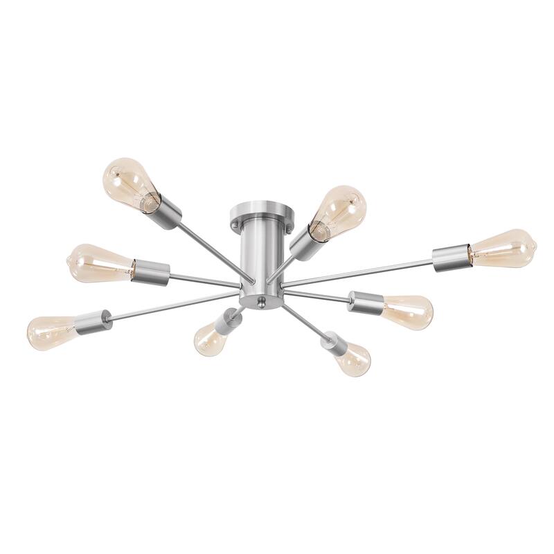 8-Light Modern Semi Flush Mount Sputnik Ceiling Light for Kitchen Bedroom Dining Room