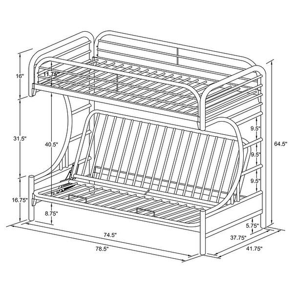 Montgomery Black Metal Twin over Futon Bunk Bed