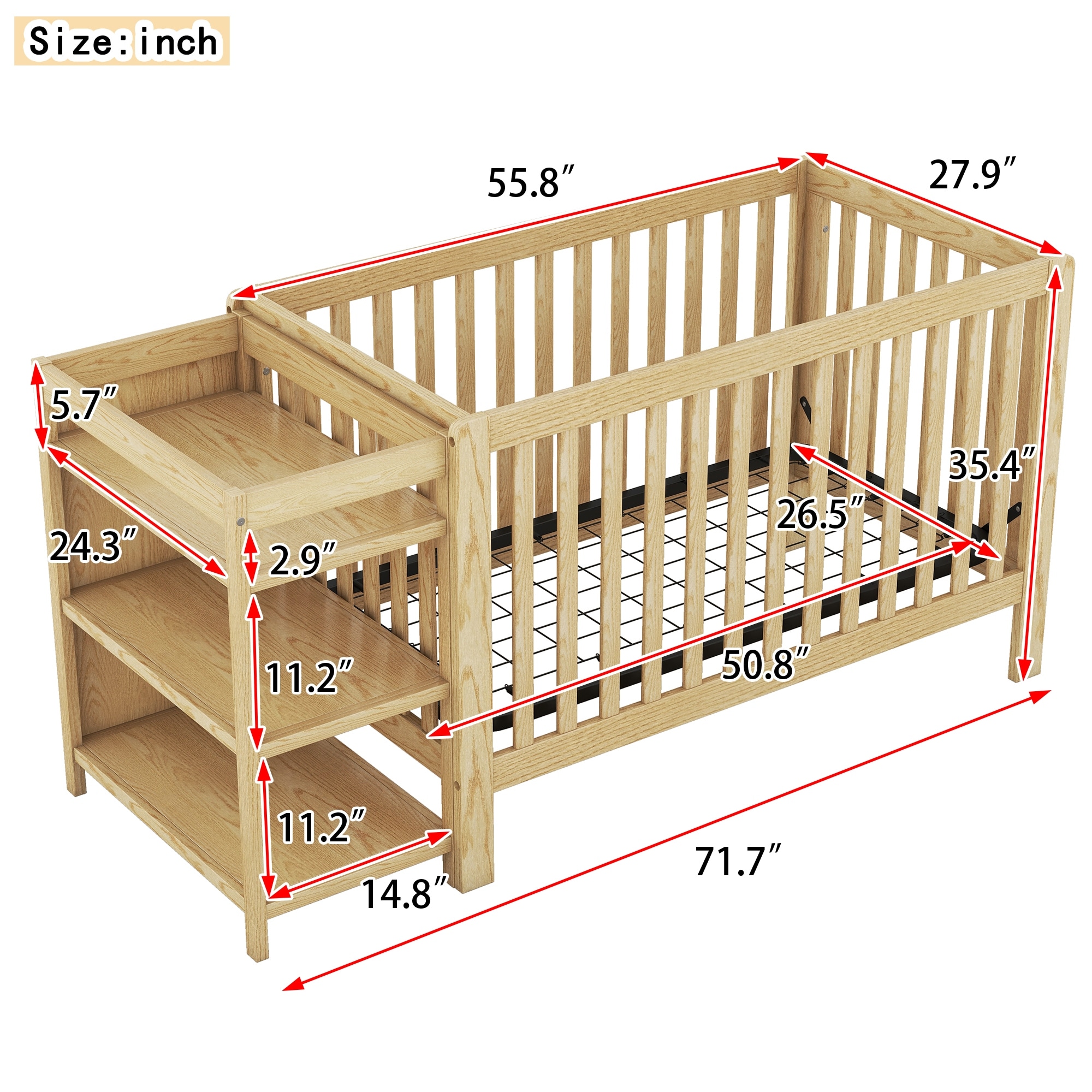 Convertible crib dimensions shop