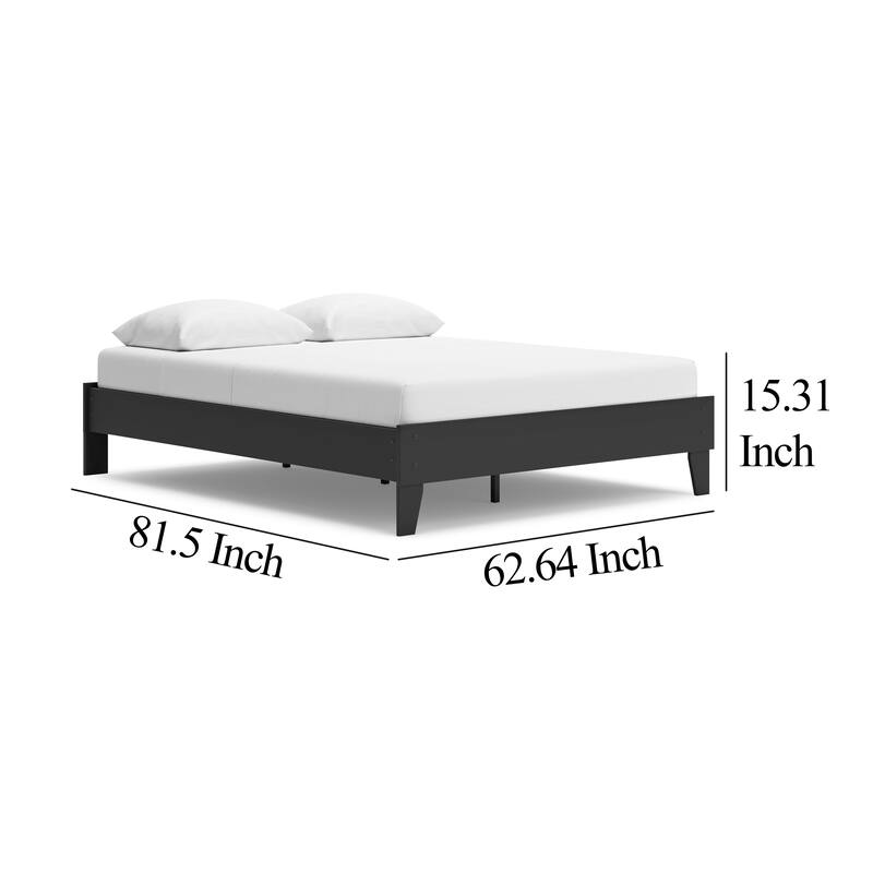 Alli Queen Size Platform Bed, Matte Black Wood Frame with Laminate