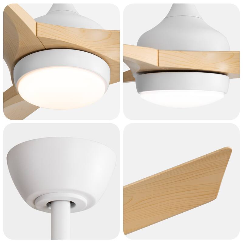 Sofucor 52 Inch Ceiling Fan with Light Remote Control,Airflow 6000CFM 3-Timer with ABS 3 Blades Reversible DC Motor