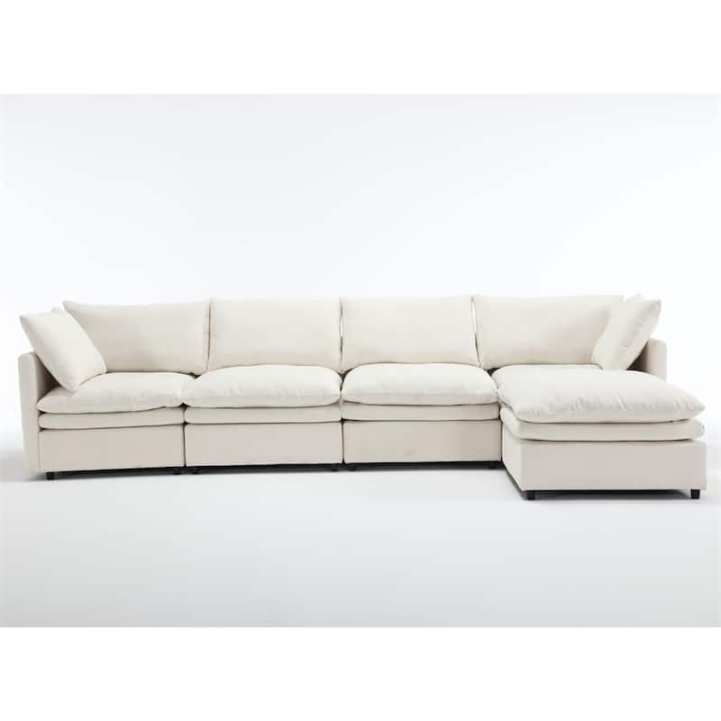 Modern 5-seat U-shaped Sectional Sofa with Chaise Lounge