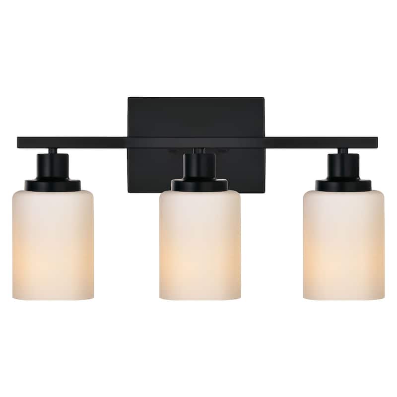 3-Light Bathroom Light Fixtures Brushed Brass 6-Light Bathroom Vanity Light, Bathroom Lights Over Mirror with Milky Glass Shade - Black