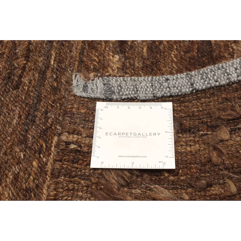 ECARPETGALLERY Flat-Weave Natural Brown Wool Tapestry Kilim - 5'3 x 8'1