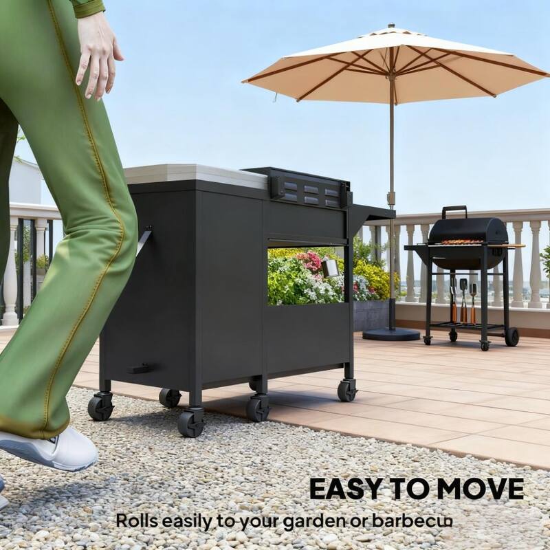 GDFStudio - Multi-Burner Gas Grill with Side Burner & Storage Cabinet