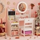 preview thumbnail 4 of 18, Gymax Kids Vanity Table Set w/ Lighted LED Mirror Princess Dressing