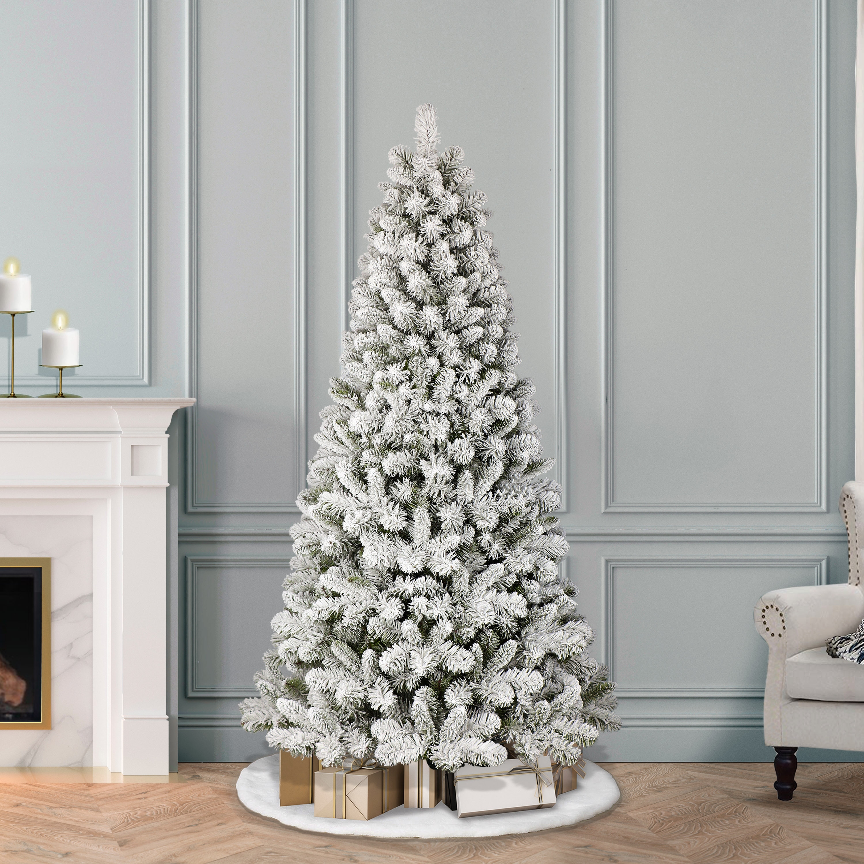 Puleo International 6' Flocked Virginia Pine Artificial Christmas Tree