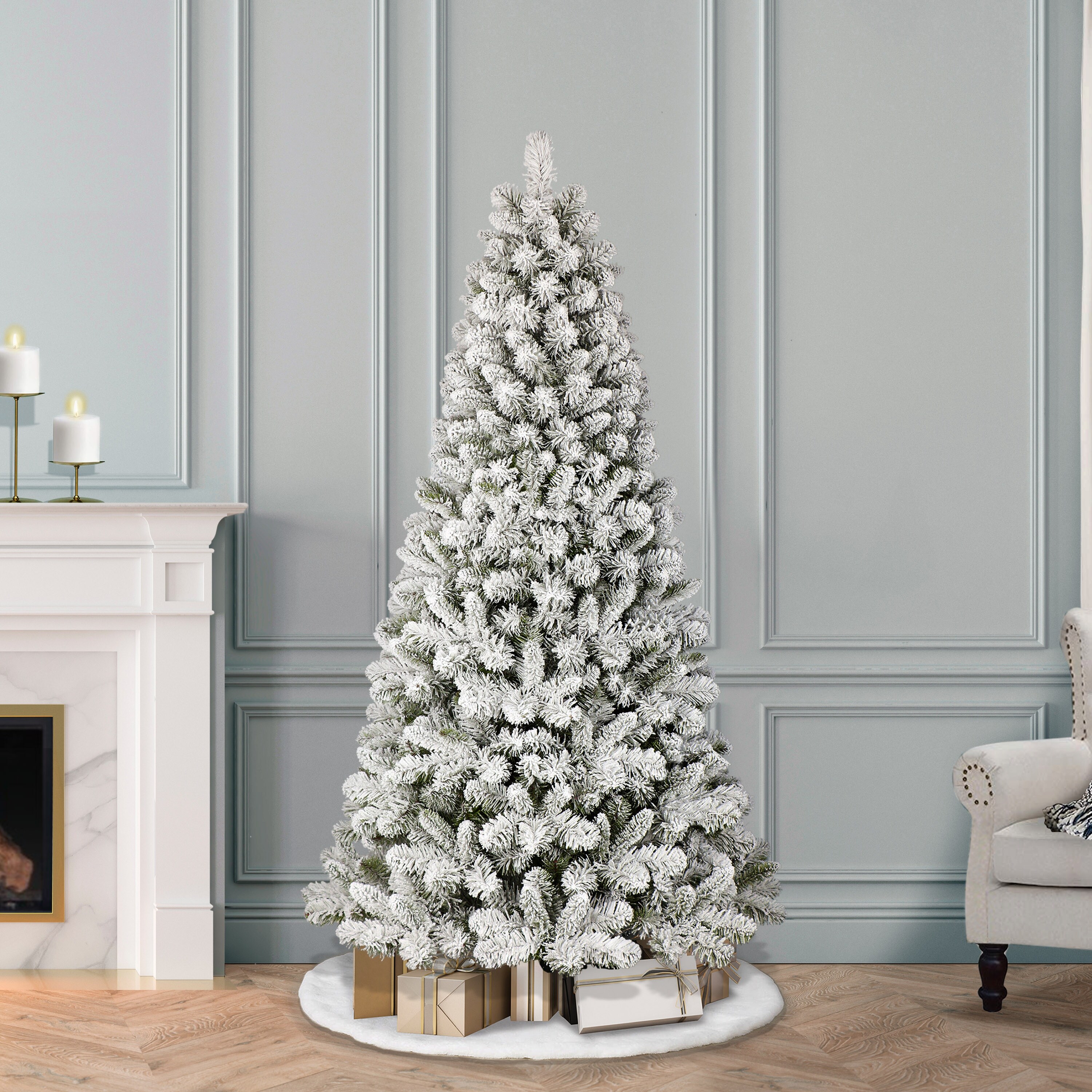 Puleo International 6.5' Pre-lit Flocked Virginia Pine Artificial