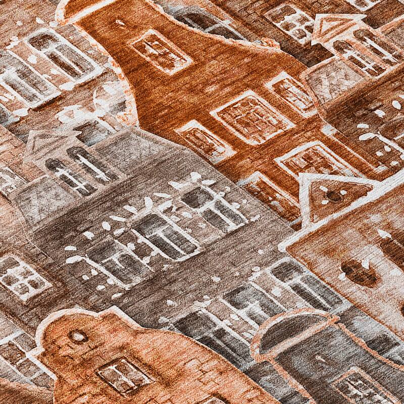 HomeRoots Village Houses Transitional Rectangle Outdoor Rug