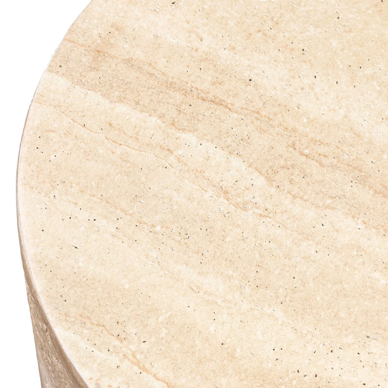 Rokka Drum Concrete Side Table with Stone Texture
