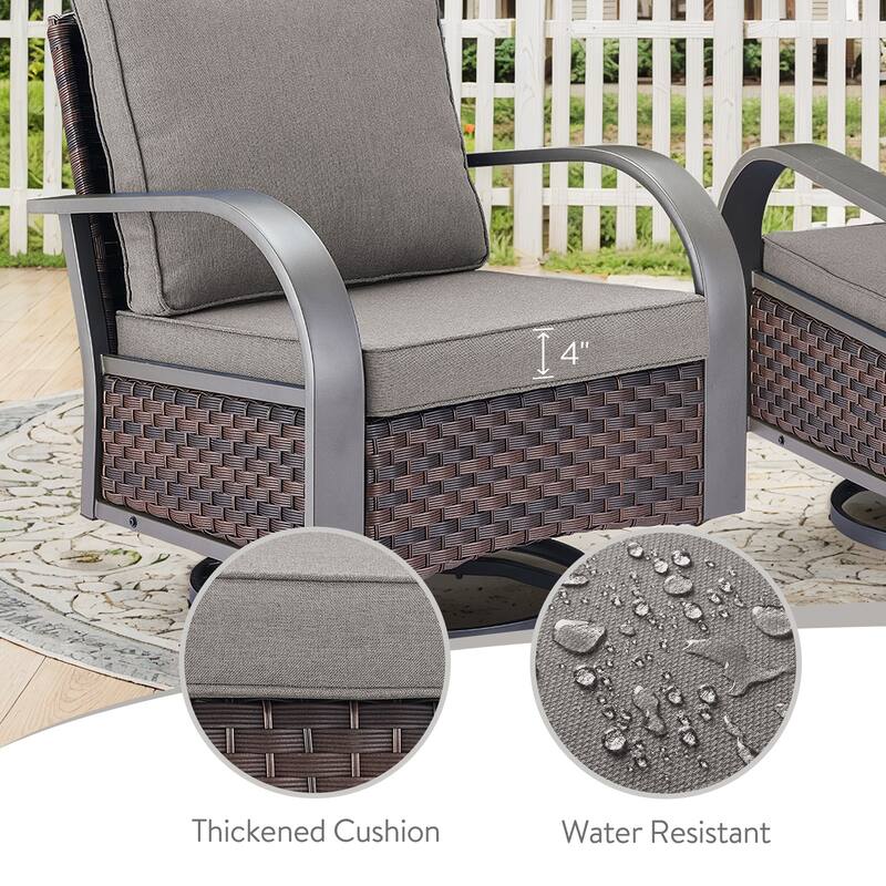 Gymojoy Industrial Style Outdoor Wicker Swivel Glider Chairs Set of 2