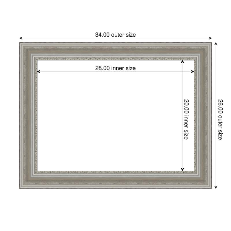 Amanti Art Parlor Black Framed Dry Erase Magnetic Board - 34 x 26 in - Parlor Silver