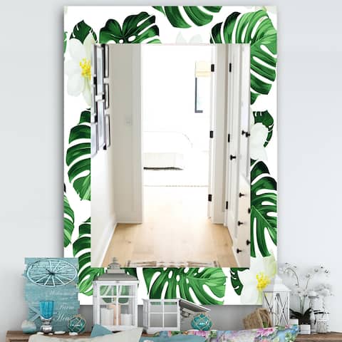 Designart 'Tropical Mood Foliage 25' Bohemian and Eclectic Mirror - Vanity Mirror