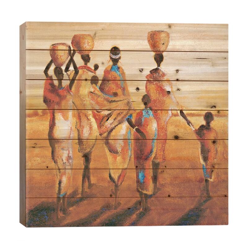 Mères et Enfants Print On Wood by Jaques Beaumont - Multi-Color - 26x26x1.5