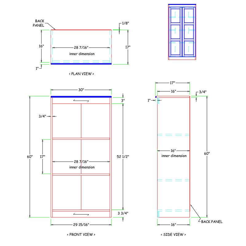 Concepts in Wood Storage Cabinet, 60 inch with 4 Shelve