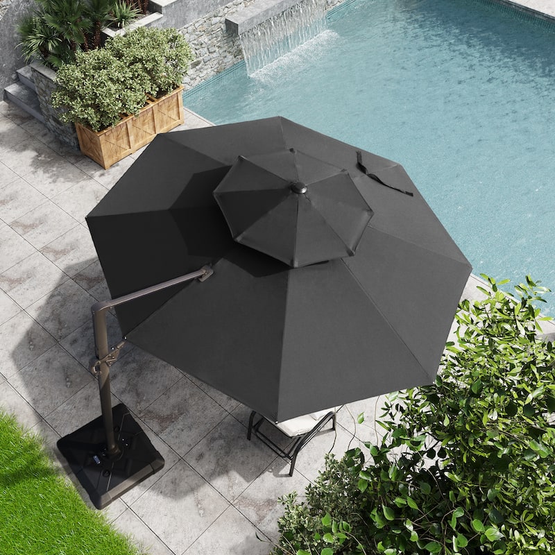 11.5-foot Outdoor Double Top Round Canopy Offset Cantilever Umbrella