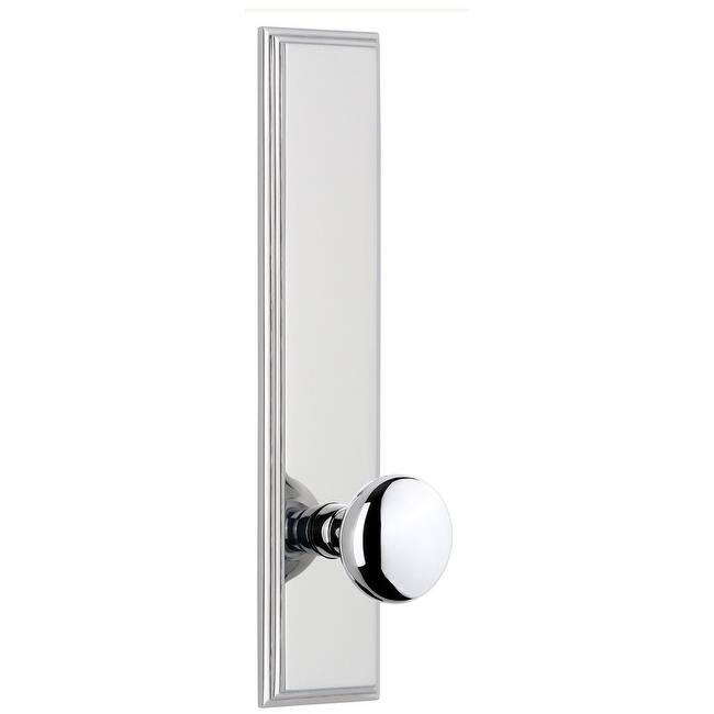 Grandeur Carre Solid Brass Tall Plate Rose Single Dummy Door Knob with - Bright Chrome