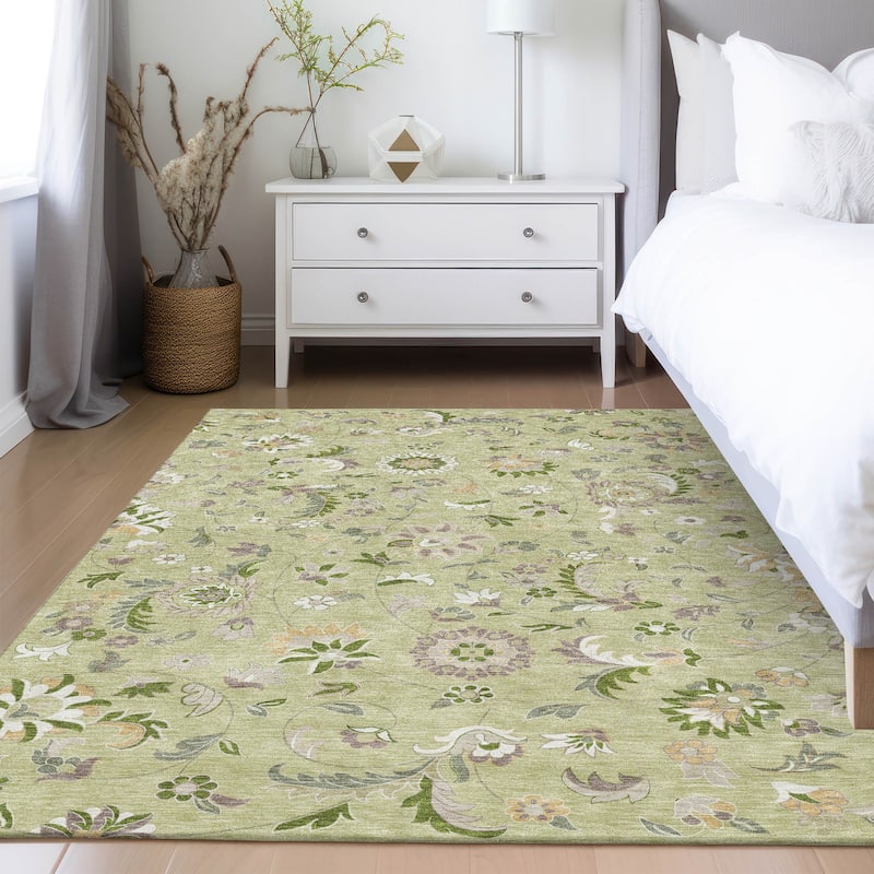 Machine Washable Indoor/ Outdoor Traditional Chantille Rug