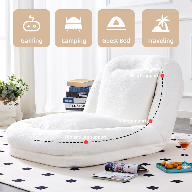 Roomfitters Folding Sofa Chair with 5 Adjustable Positions, Velvet Floor Lounge Chair for Gaming