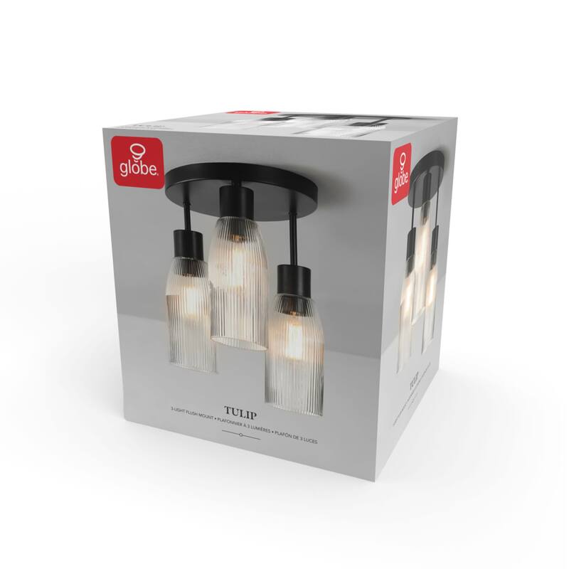 Globe Electric 91009615 Tulip 3 Light 13" Wide Semi-flush Ceiling