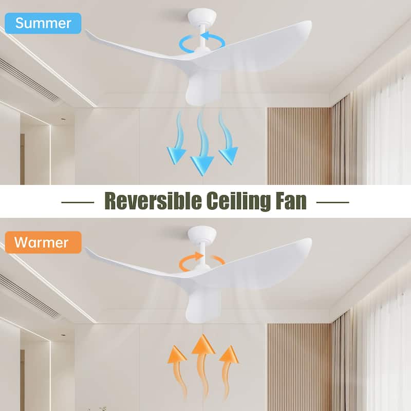 38" Ceiling Fan Without Light, Modern Ceiling Fans with DC Motor Remote Control - White