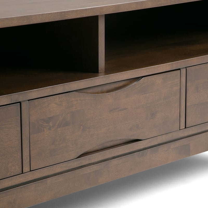 WYNDENHALL Pearson SOLID HARDWOOD 60 inch Wide Mid Century Modern TV Media Stand For TVs upto 65 inches - 60"w x 19"d x 22" h