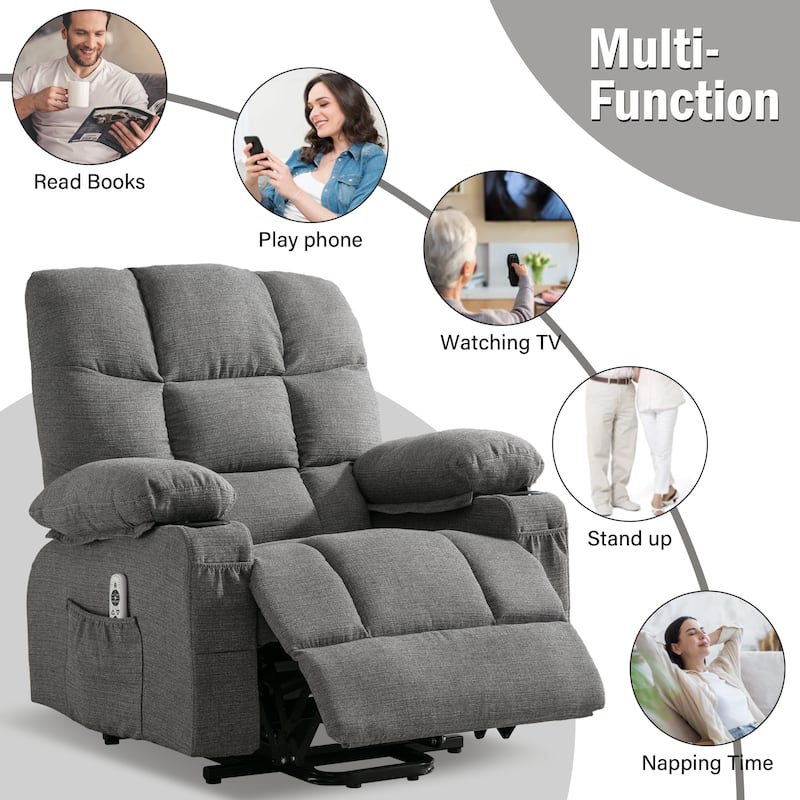 Power Lift Recliner Chair wHeat,Massage,Infinite Position and USB