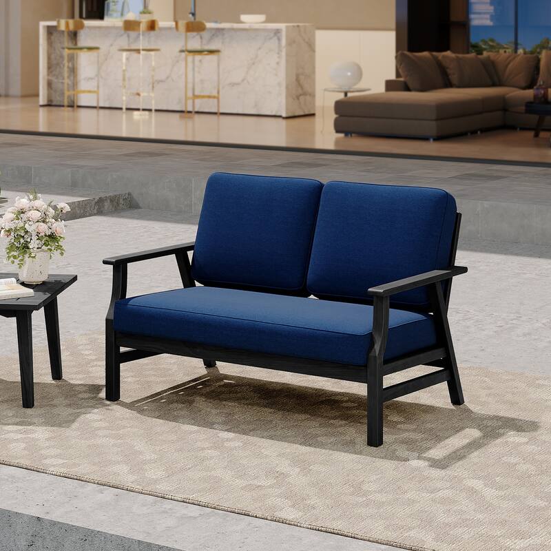 Casual Wood Cushioned 5-Piece Outdoor Patio Conversation Set