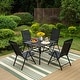 preview thumbnail 41 of 46, Outdoor 5/7-Piece Patio Dining Set, 7-positon Reclining Folding Sling Chair & E-Coating Metal Steel Table 5-Piece-Black