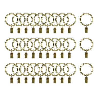 30 Pack Curtain Clips Drapery Shower Rings w Clips 1.5" Interior Dia Bronze Tone - Bronze Tone - 1.5" Inner Dia