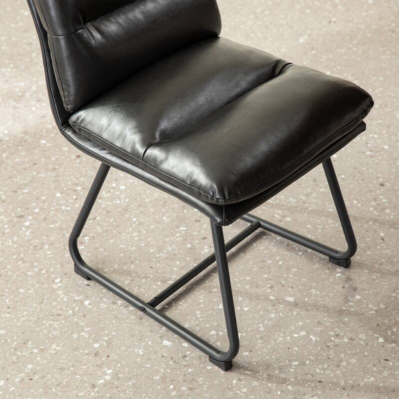 Glitzhome Set of 2 Modern Faux Leather Soft Springy Metal Legs Counter or Bar Stools