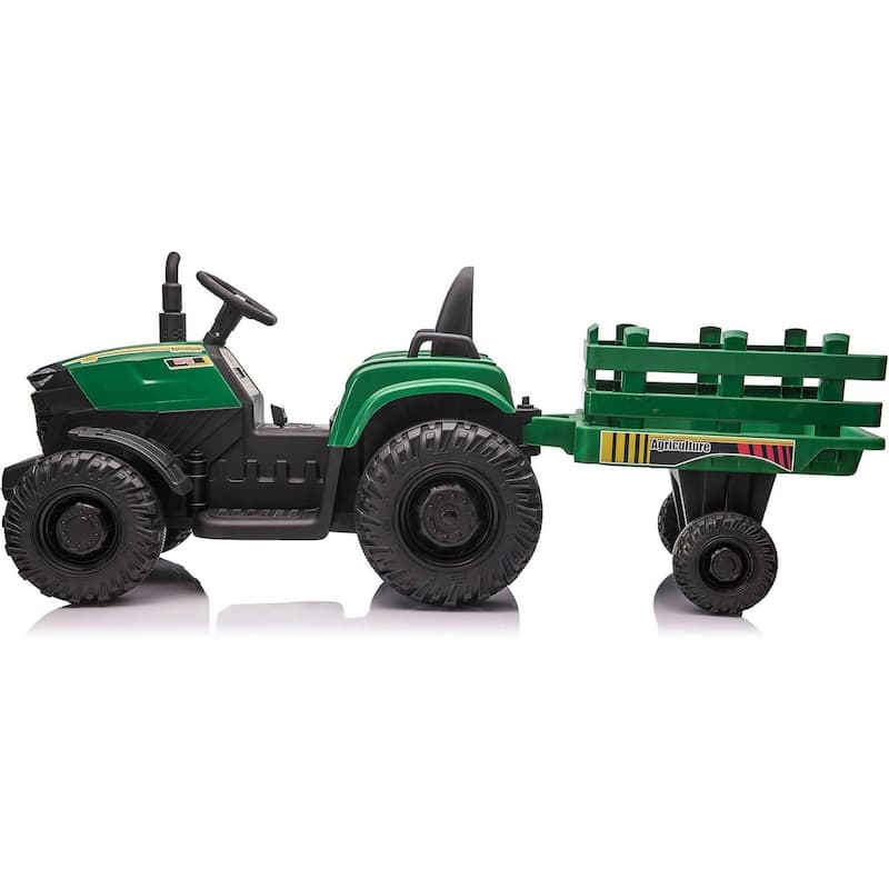 12V Electric Kids Ride On Tractor with Trailer for Boys & Girls Ages 3-6, Red
