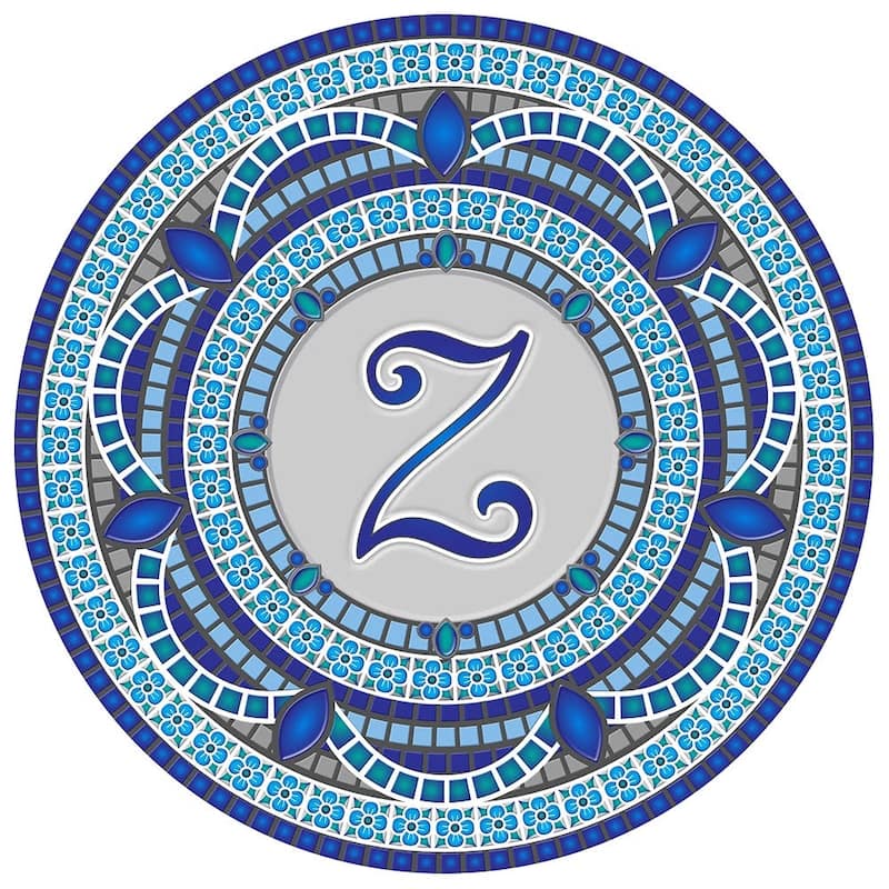 Custom Monogram Decorative Poolmat #1 - Mosaic Pool Art - 29" in Diameter - Letter "Z"