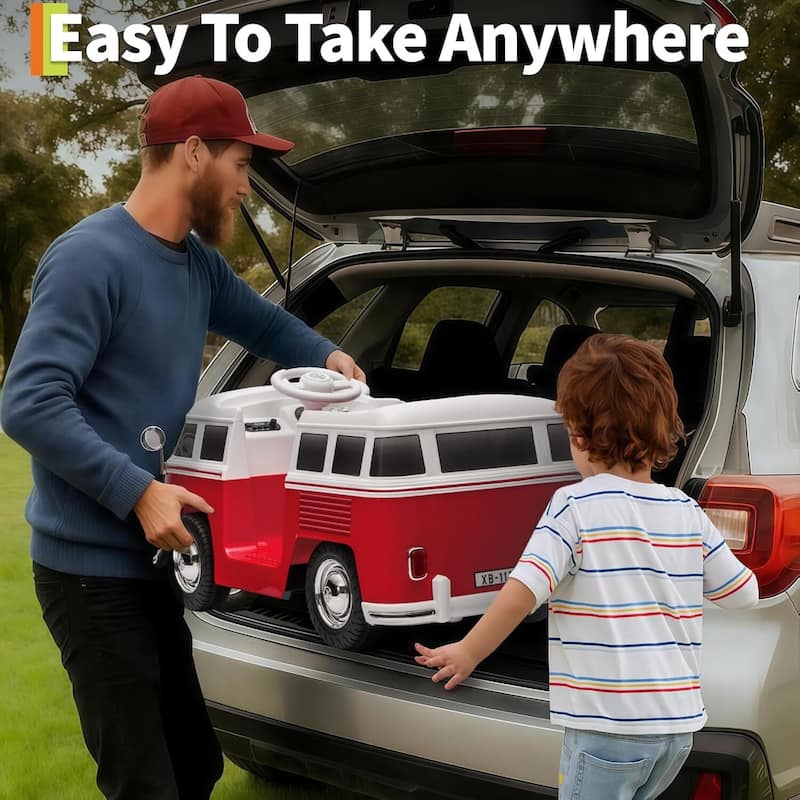 6V Electric Ride on Car, Licensed Volkswagen Ride on Bus for Kids, Pink