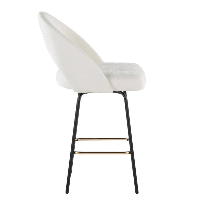 Porch & Den Vika Upholstered 26" Counter Stool with Metal Legs & Square Footrest (Set of 2)