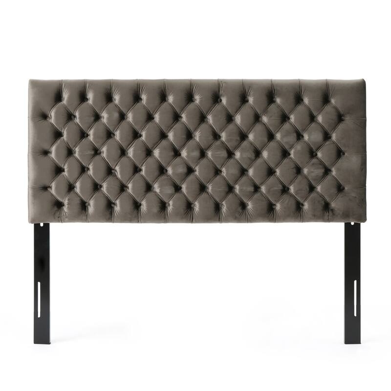 Tufted Upholstered Queen Size Bed Headboard with Adjustable Solid Wood and Metal Legs