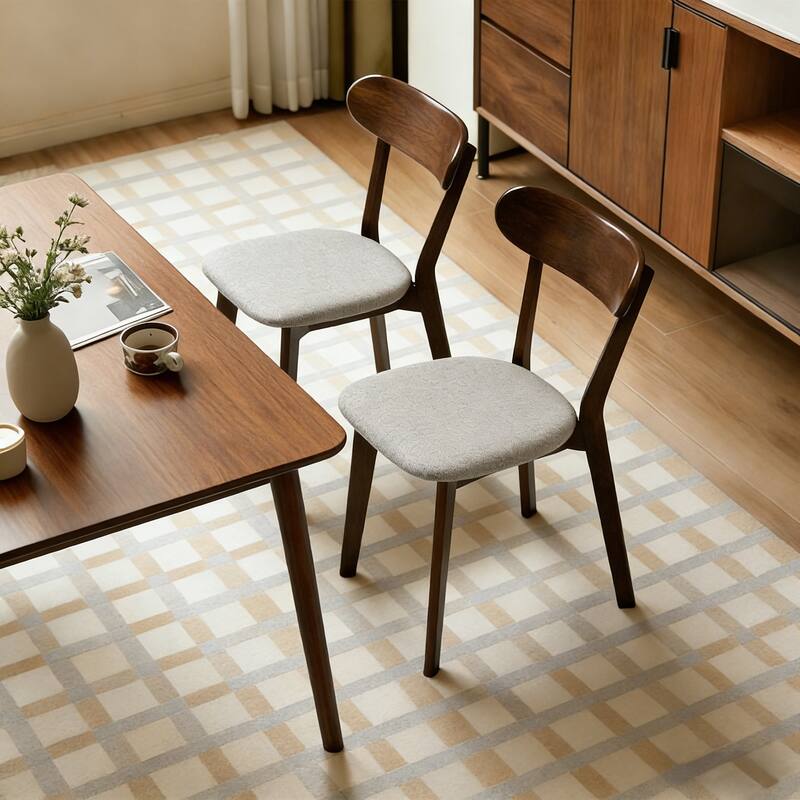 Solid Wood Dining Chairs Set of 2, Mid Century Modern Dining Chairs with Upholstered for Dining Room, Kitchen