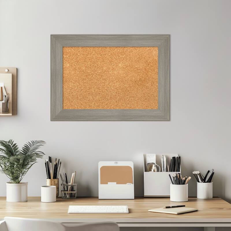 Grand Greywash Narrow Framed Cork Board - Bulletin Board, Organization Board, Pin Board