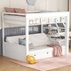 preview thumbnail 1 of 22, Convertible Design Full over Full Size Wooden Bunk Bed with Storage Staircase, Bedside Table, and 3 Drawers White