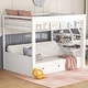 preview thumbnail 2 of 16, White Multifunctional Convertible Wood Bunk Bed w/ Storage Staircase, Full Size Pine Wood Bed w/3 Drawers, Full-length Guardrail