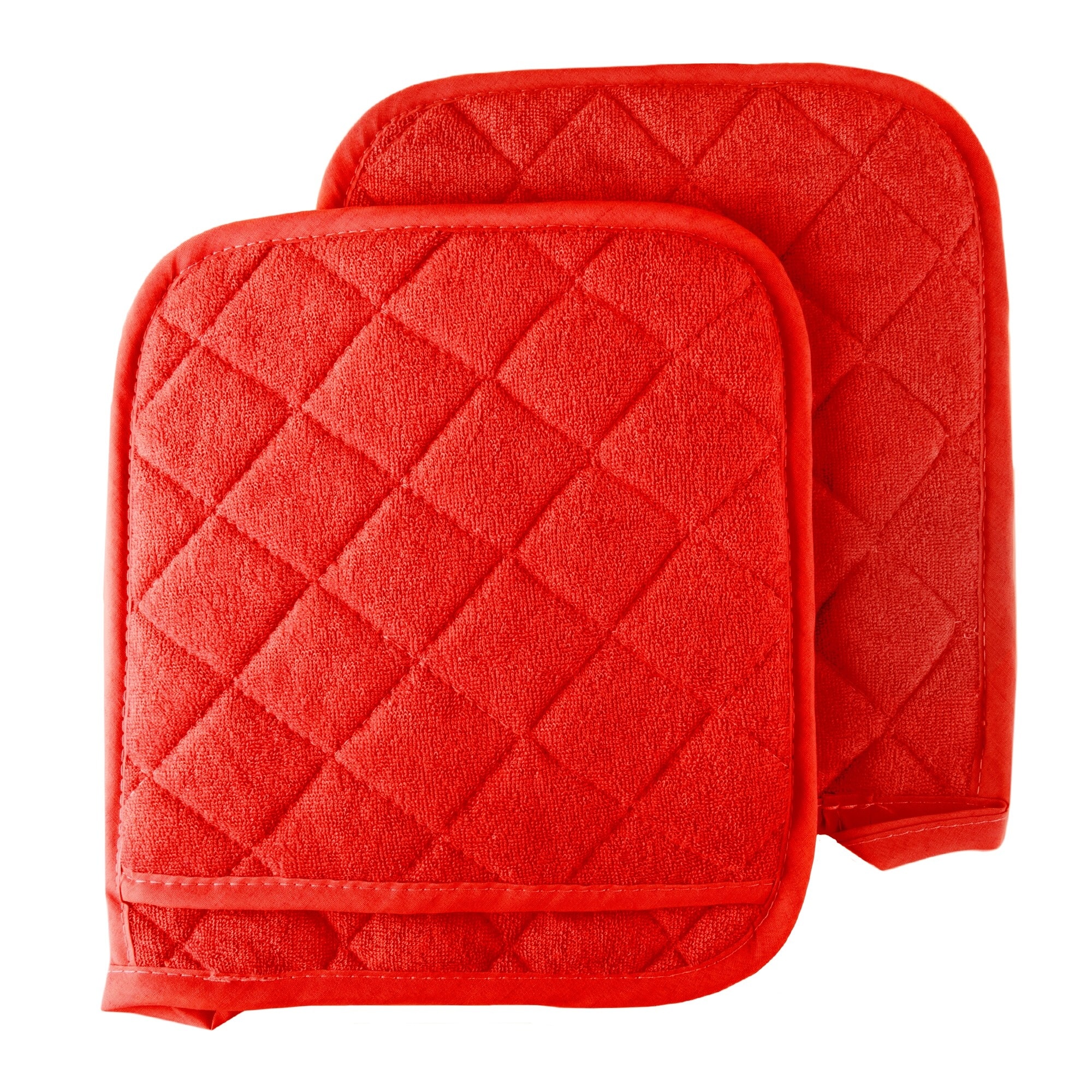 4 Pack Square Pot Holders, Cotton Heat Resistant Hotpads for Cooking  Kitchen, Pot Holder Set for Baking Camping- Red